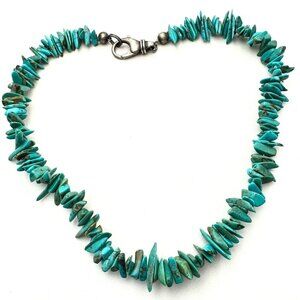 American Southwest Womens Mens Necklace Sterling Silver Turquoise 16 Inch